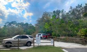 The public parking area at Fish Island Preserve