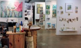 Some of the varied media and artwork on display at the Butterfield Garage Art Gallery on King St. in St. Augustine