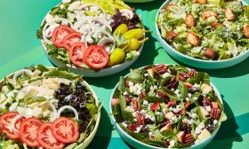A display of a variety of salads