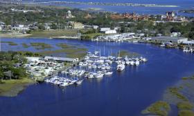 The overhead view of the River's Edge Marina