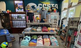 The Costa section has clothing and sunglass displays