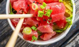 The poke bowl from Timoti's in Nocatee has bright red ahi tuna and fresh avocado