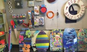 Beach accessories that can be purchased inside the shop