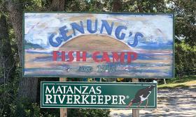 Entrance sign at Genung's Fish Camp in St. Augustine, Florida.