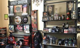 Harley-Davidson merchandise and knick knacks inside the store