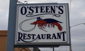 A sign advertising O'Steen's Restaurant on Anastasia Island 