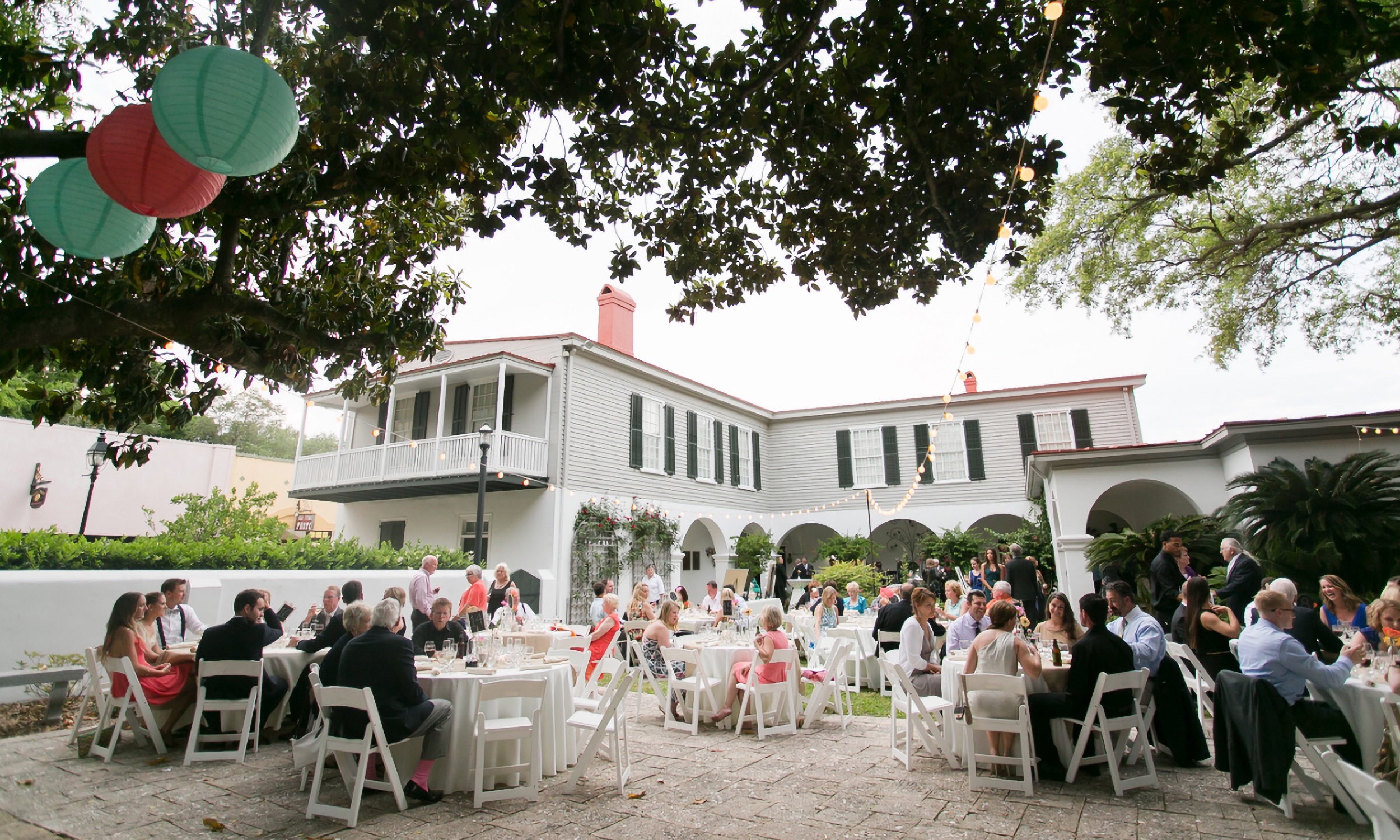 A wedding reception held outside the Peña-Peck House