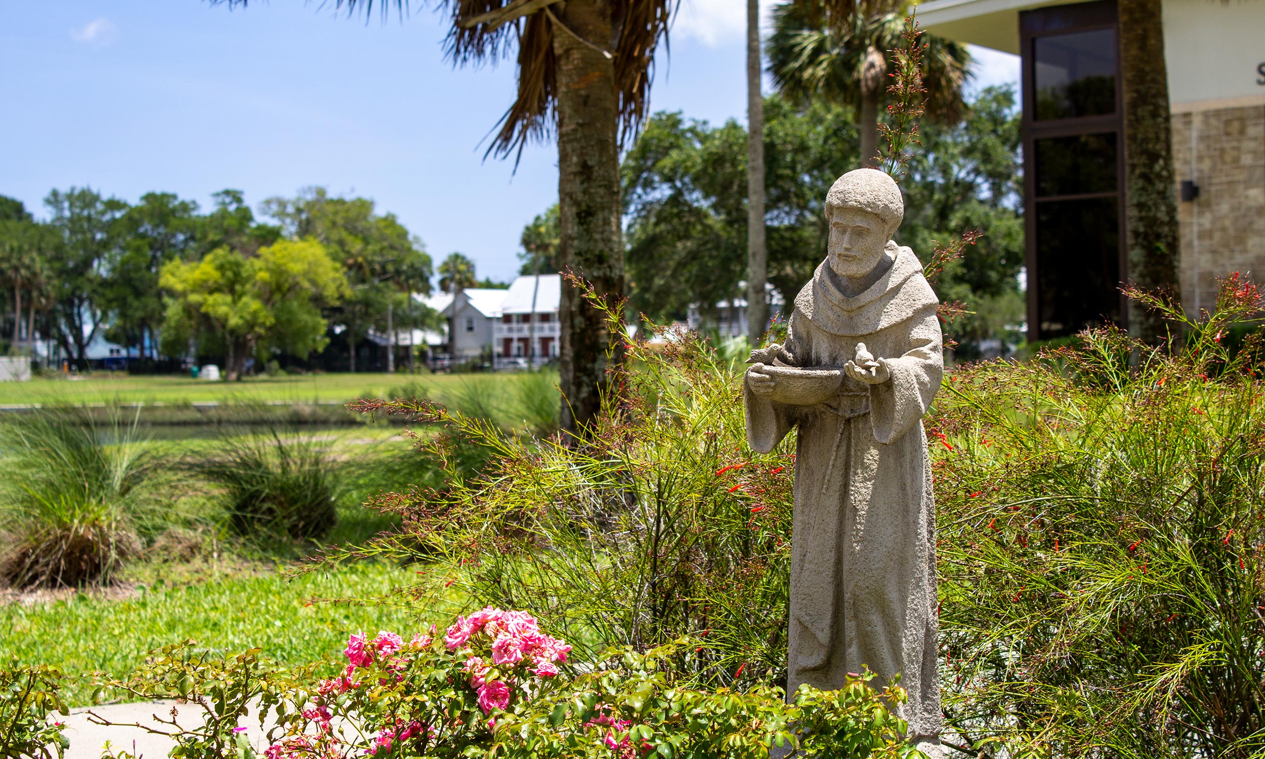 A statue of St. Francis on the grounds of the Nombre de Dios in St. Augustine.