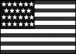 A black and white image of the American flag, circa 1821. There are only twenty-three stars in the upper lefthand square and only thirteen stripes.