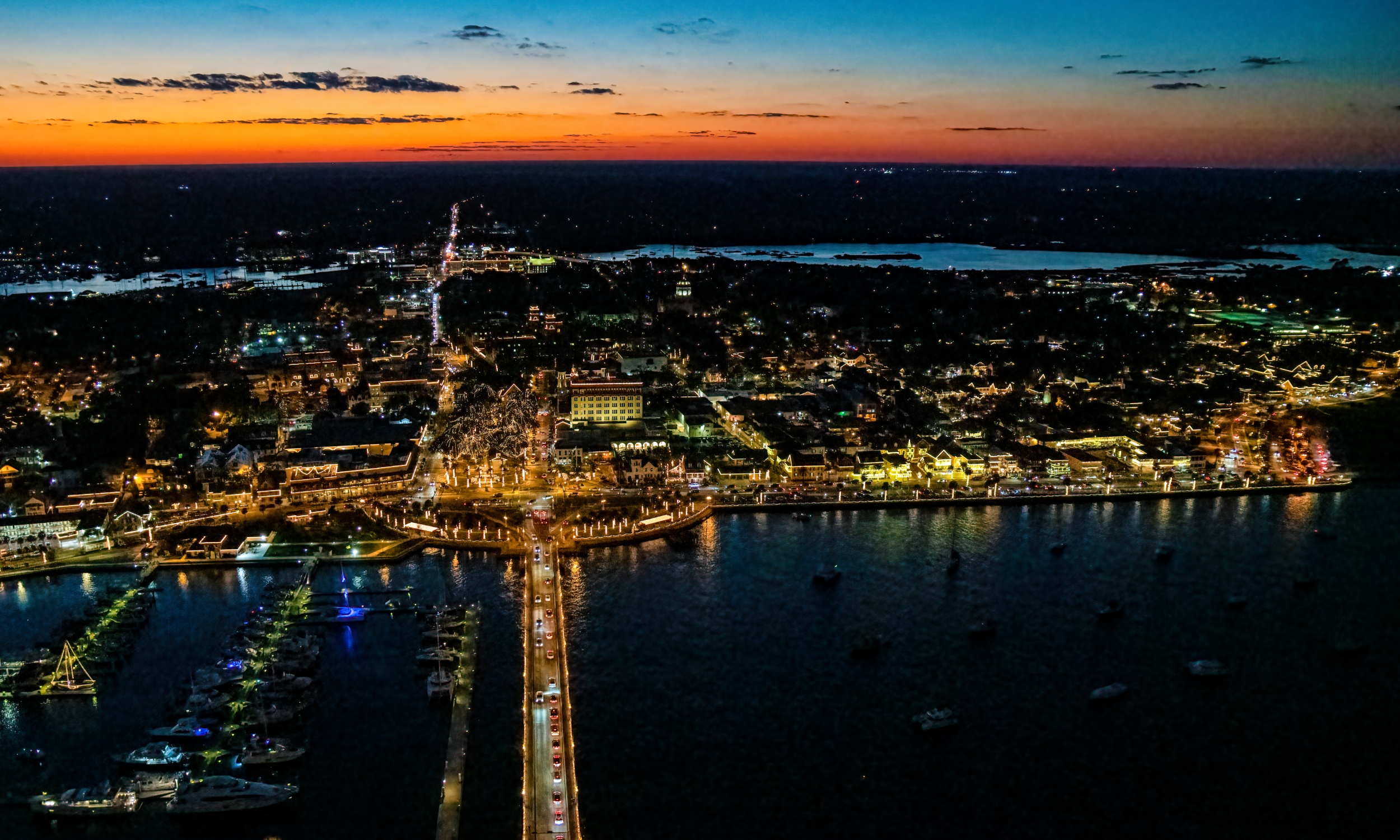 A view from First City Helicopter flying over St. Augustine during Nights of Lights