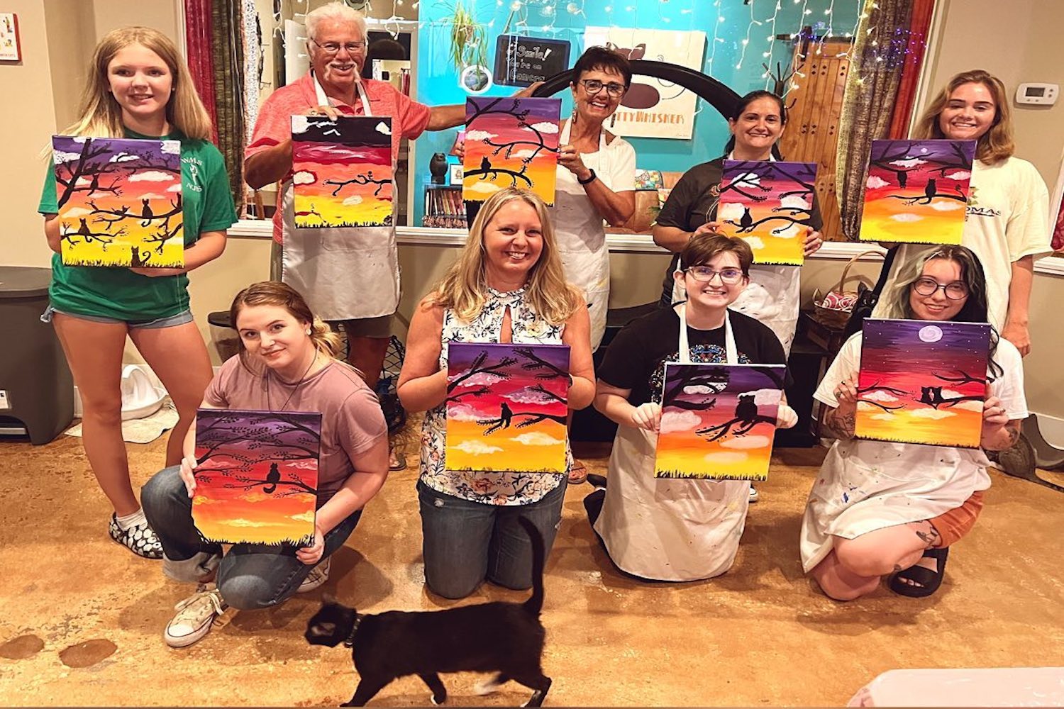 Painting with Cats at Witty Whisker Cat Cafe