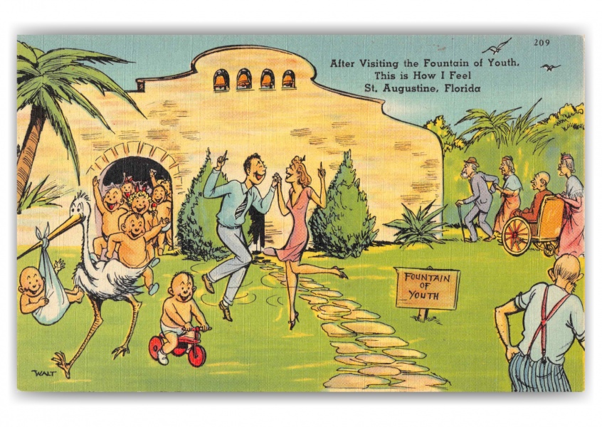 Vintage Fountain of Youth postcard 