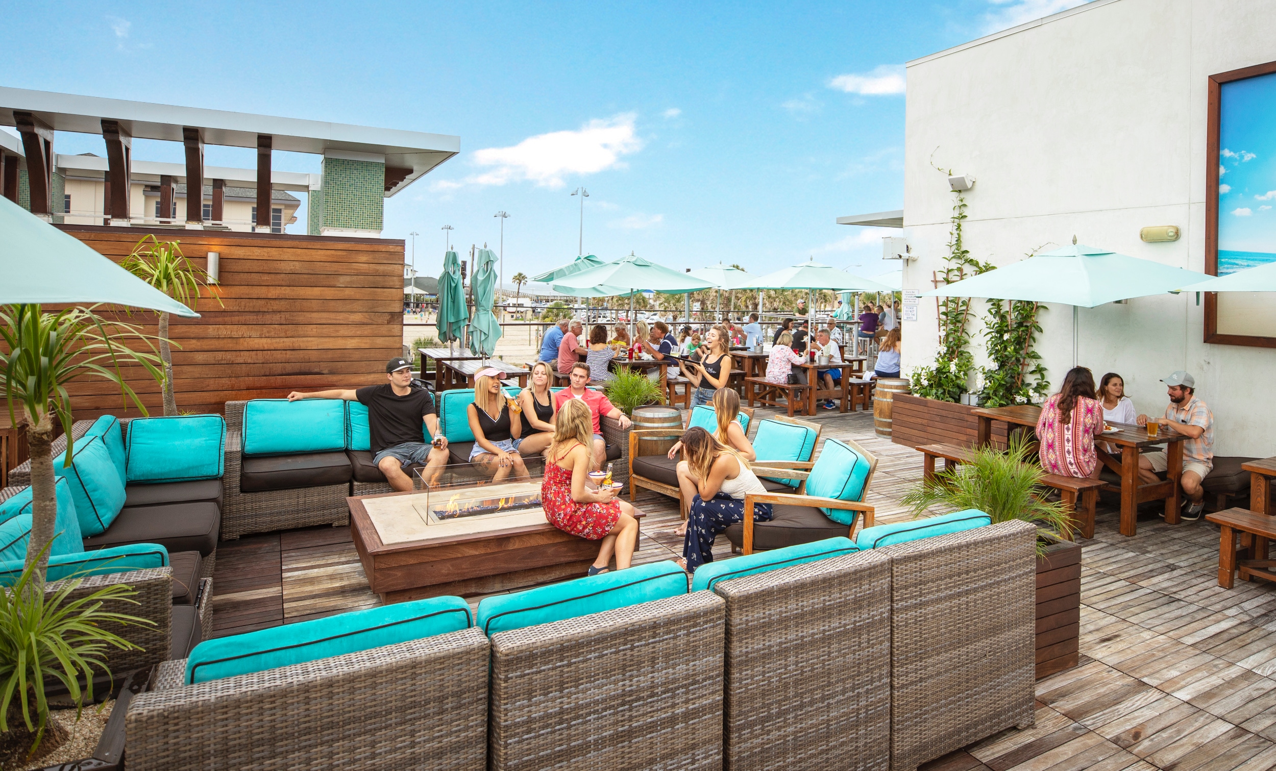 The rooftop deck at Salt Life on St. Augustine Beach, during a sunny day