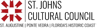 The logo for the St. Johns Cultural Council with red art