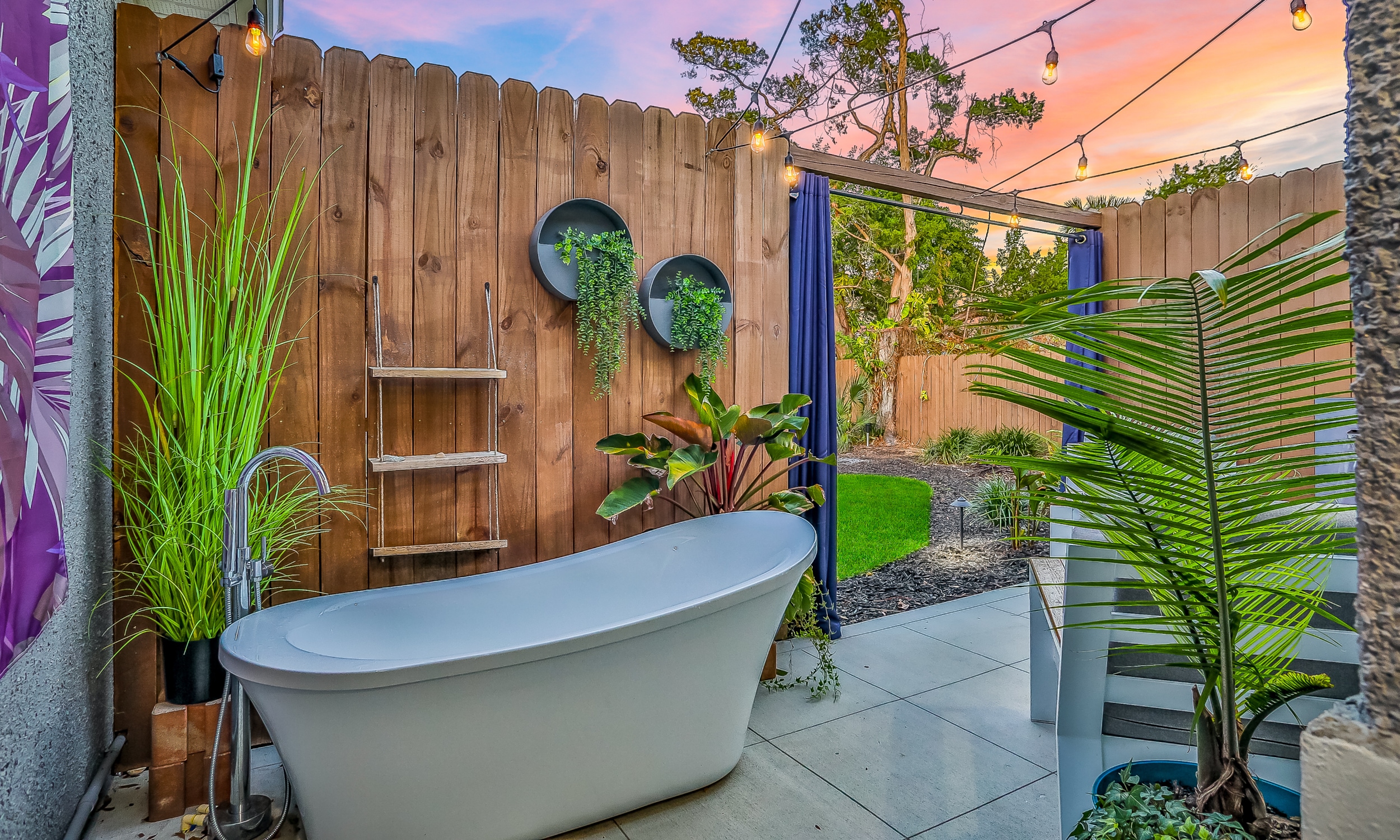 This private deck is an oasis of calm with seating for two and a slipper tub off the master stateroom