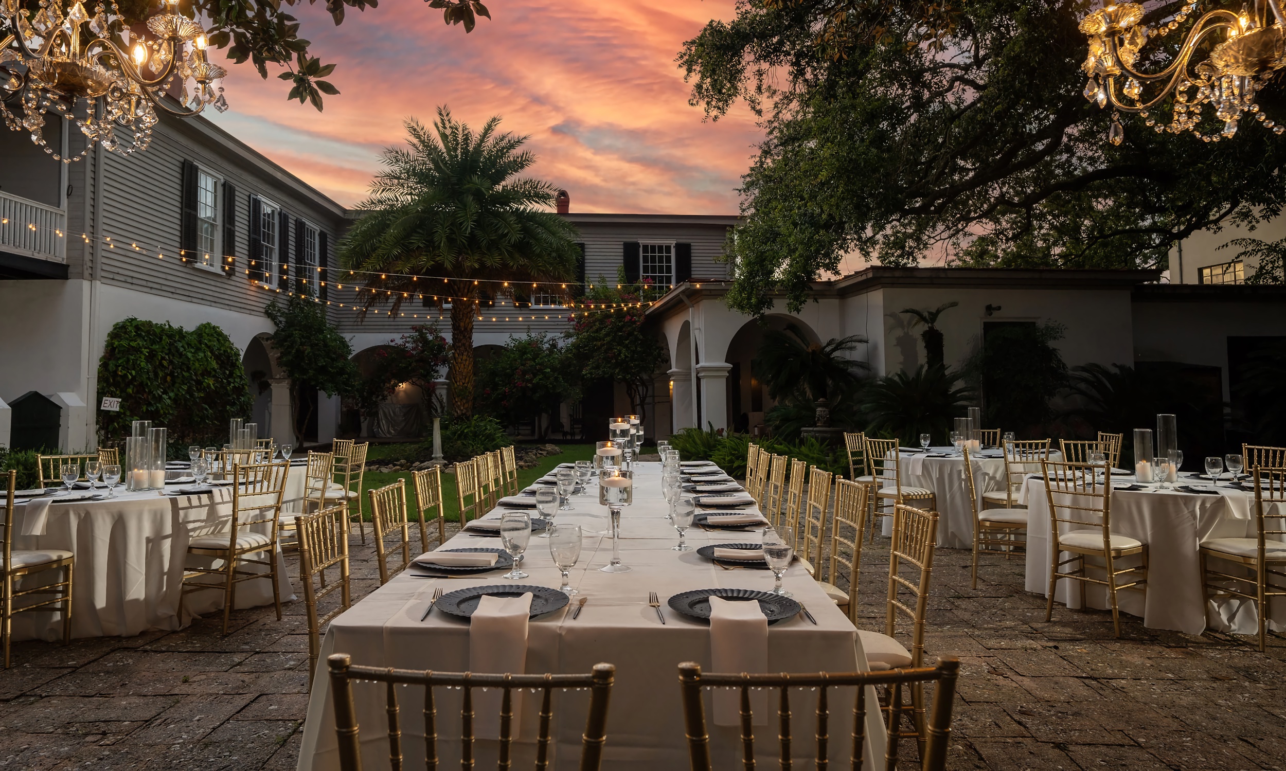 A wedding reception held at the Peña Peck House Gardens