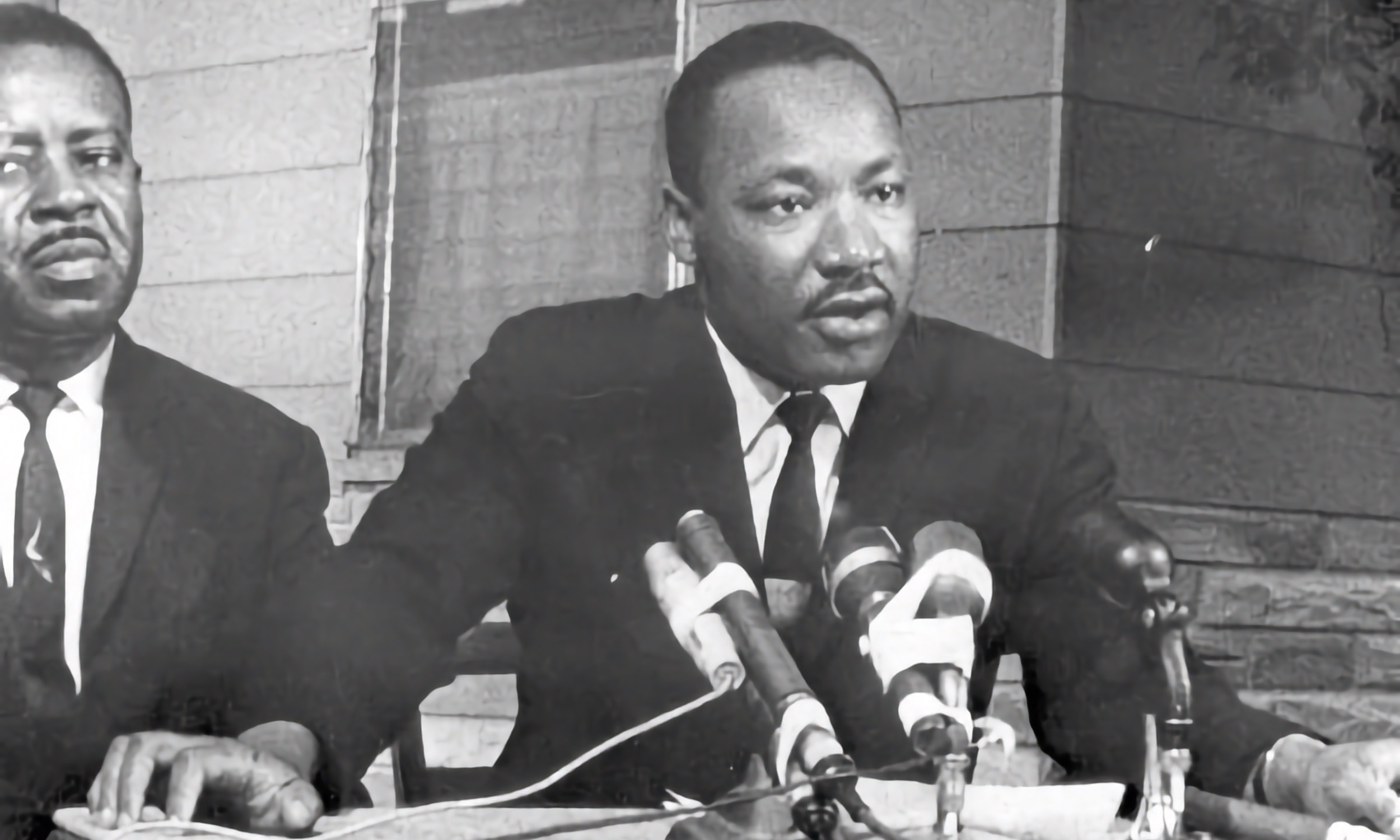 Ralph Abernathy and Martin Luther King Jr. making a speech