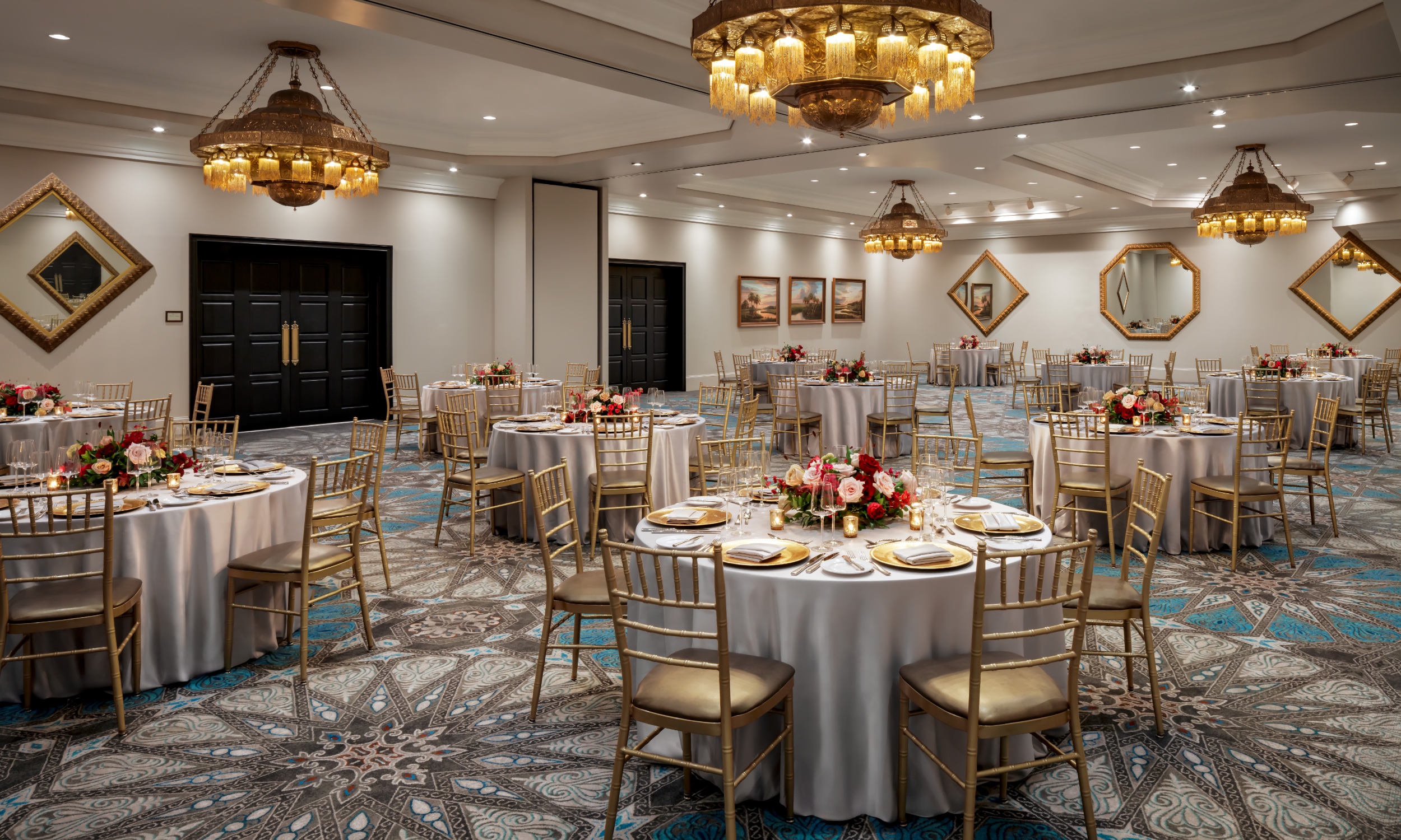 A grandiose reception set up in one of the Casa Monica event rooms