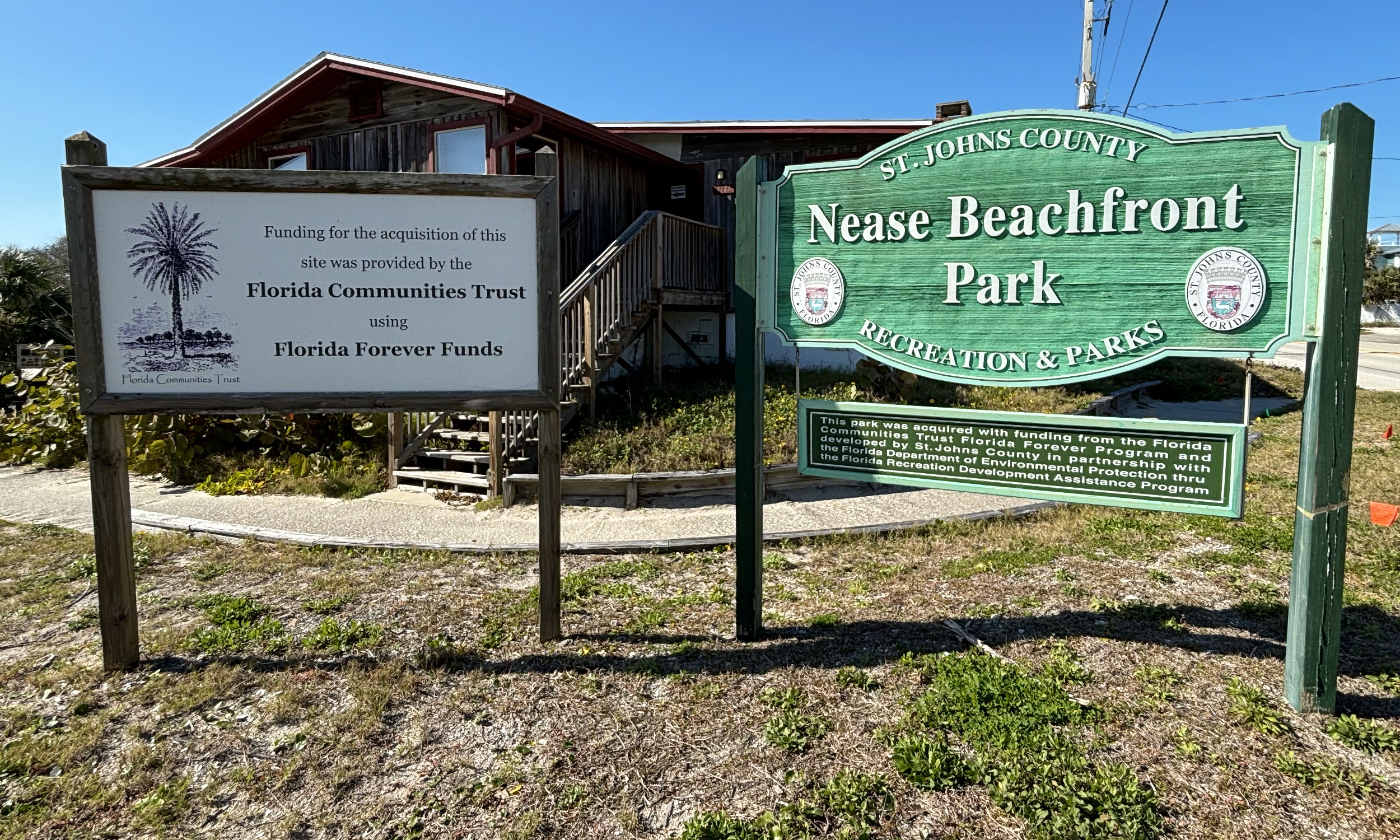 The Nease Beachfront Park sign