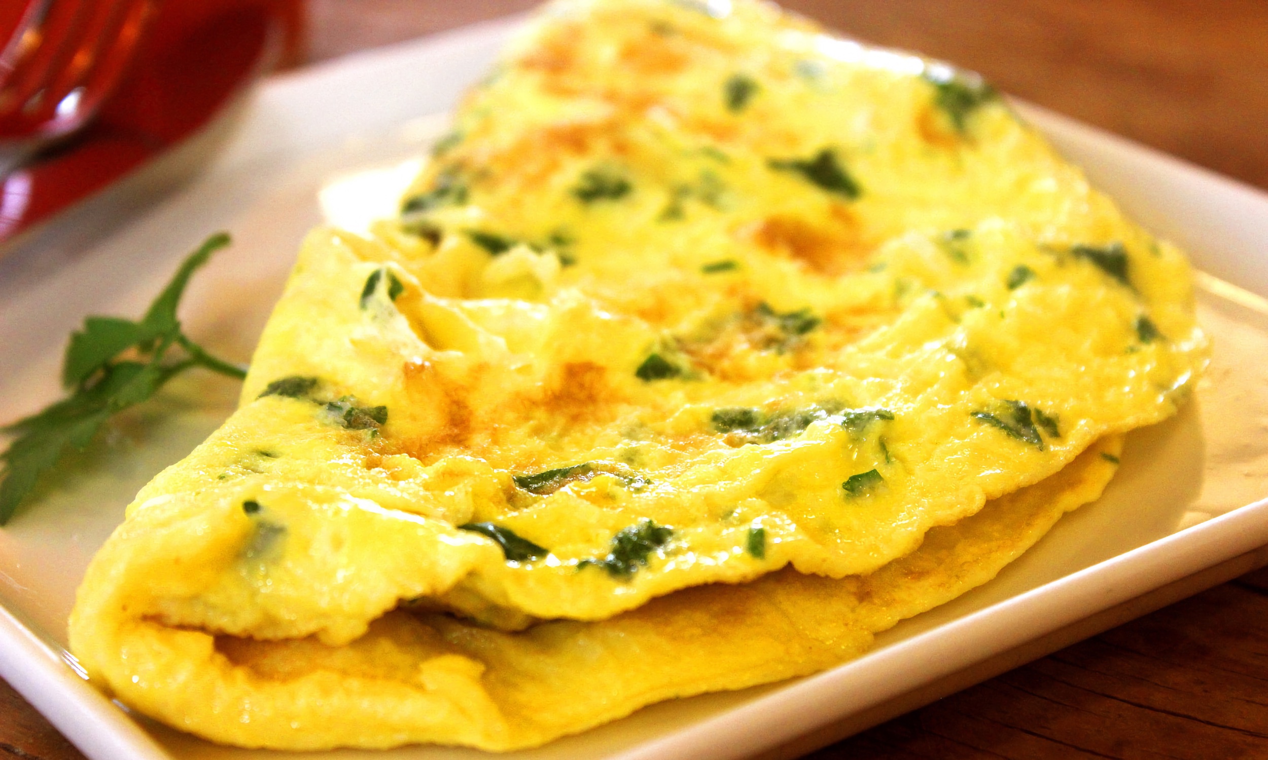 An omelet presented on a dish