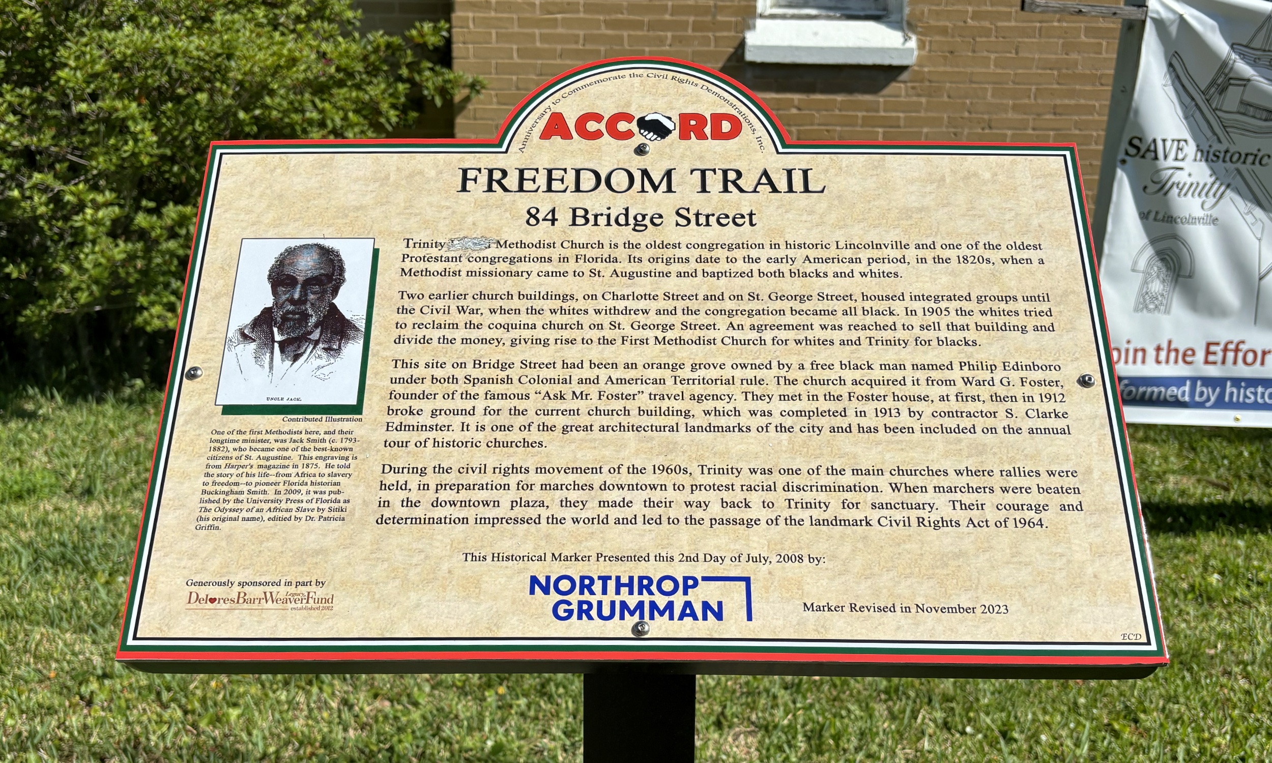 ACCORD Freedom Trail plaque for Trinity United Methodist Church.