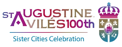The colorful, horizontal logo for the St. Augustine and Aviles sister city 100th anniversary