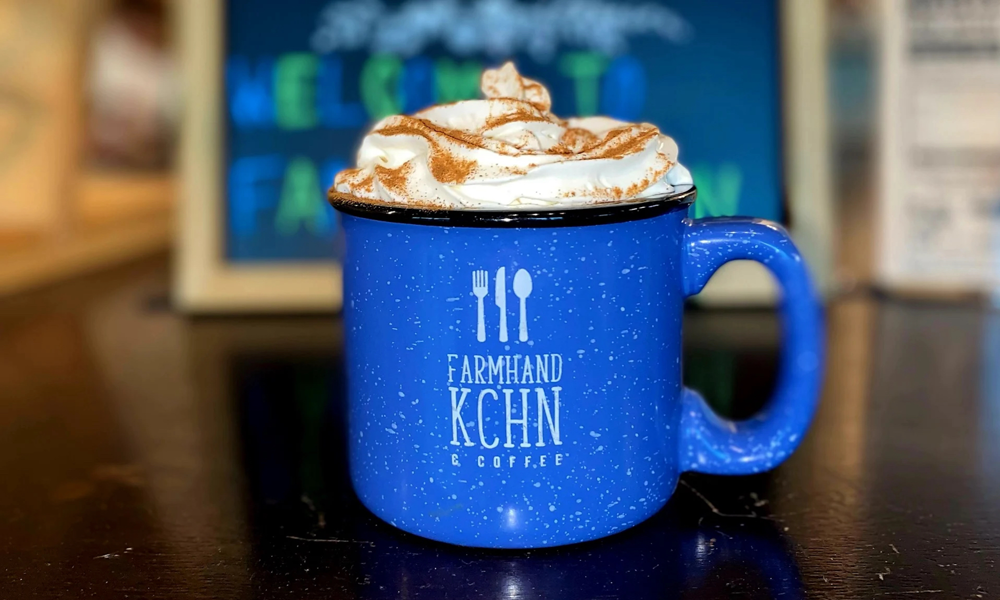 Coffee in a Farmhand Kitchen blue mug