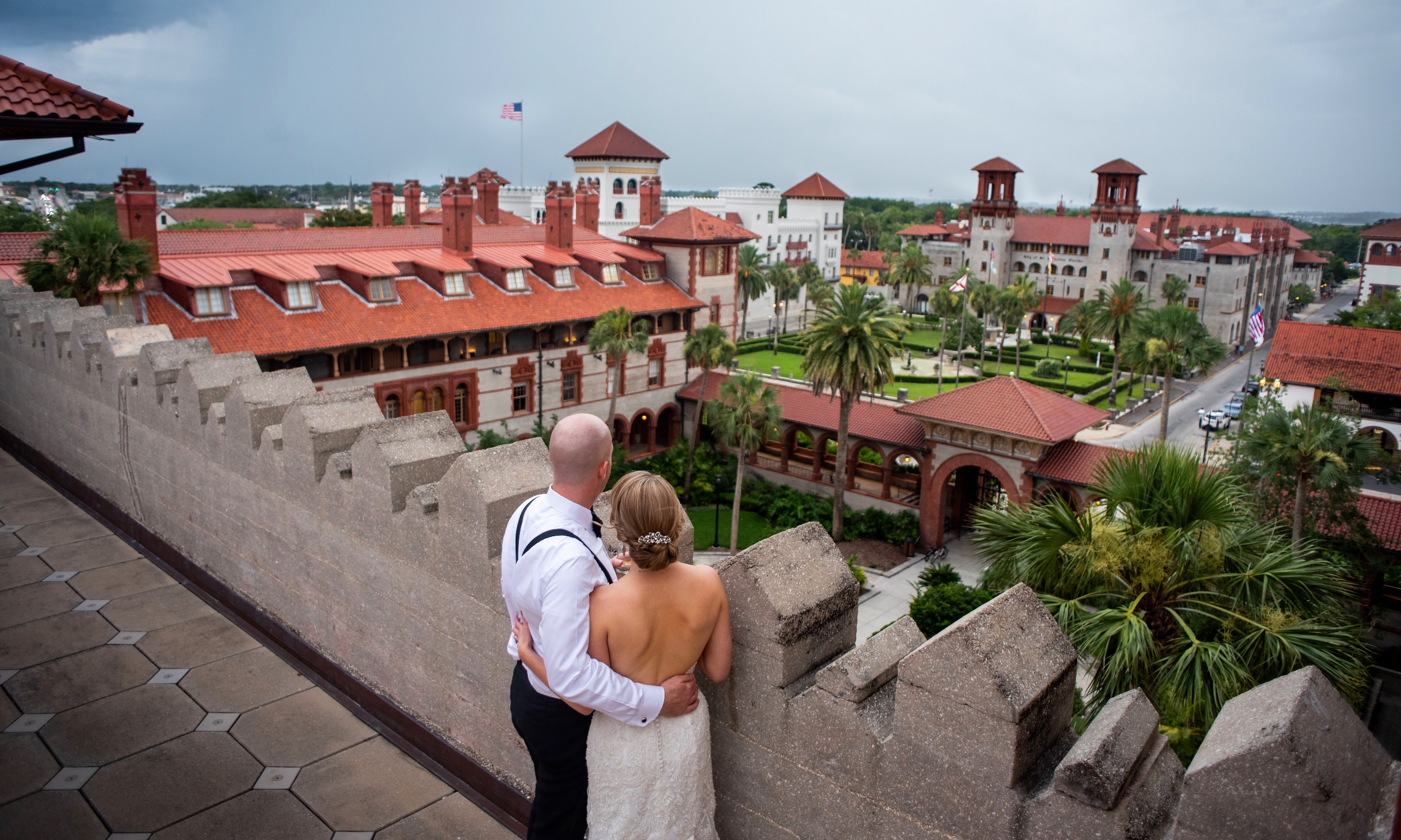 A couple enjoying the view atop the Solarium