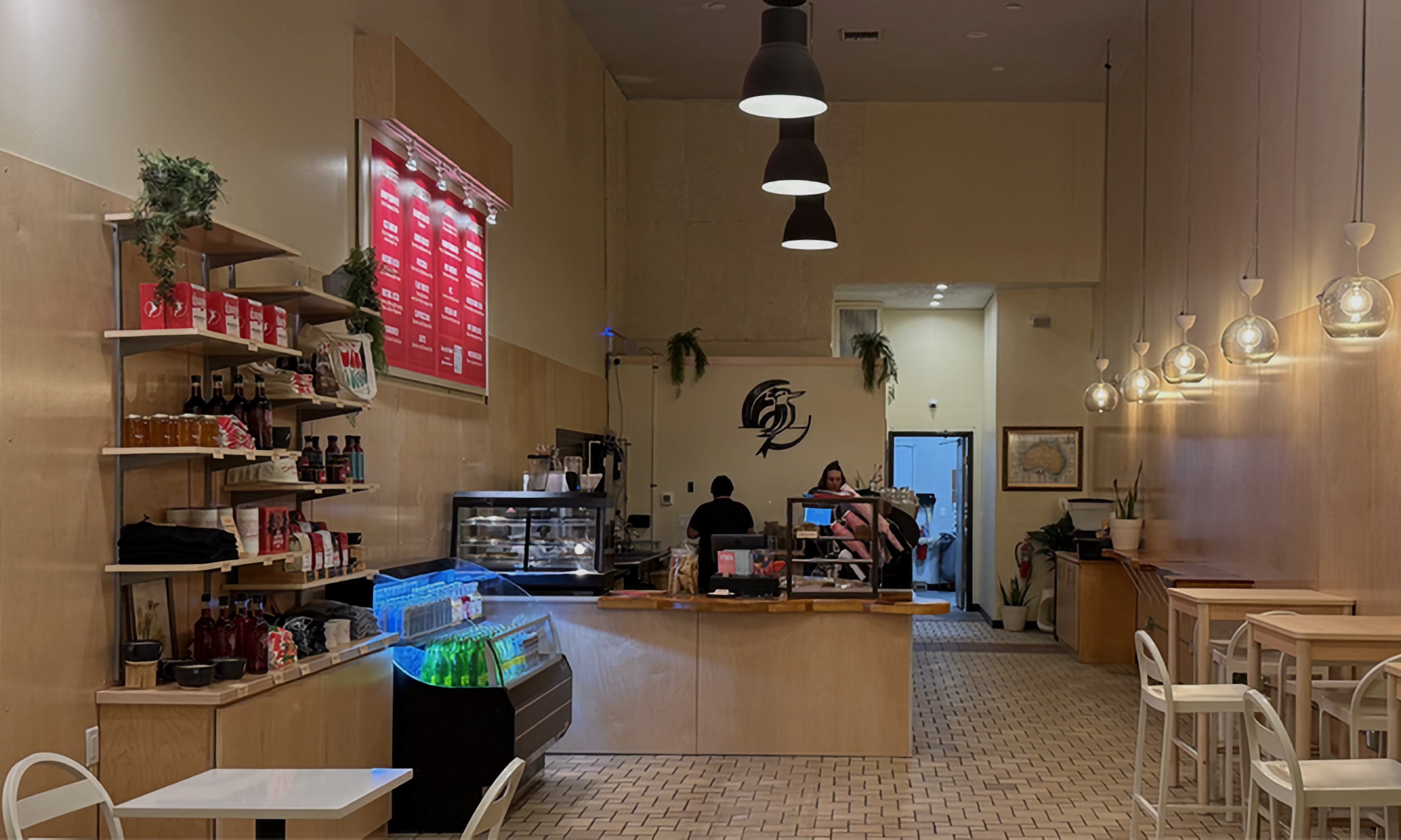 The counter space inside the Kookaburra downtown location