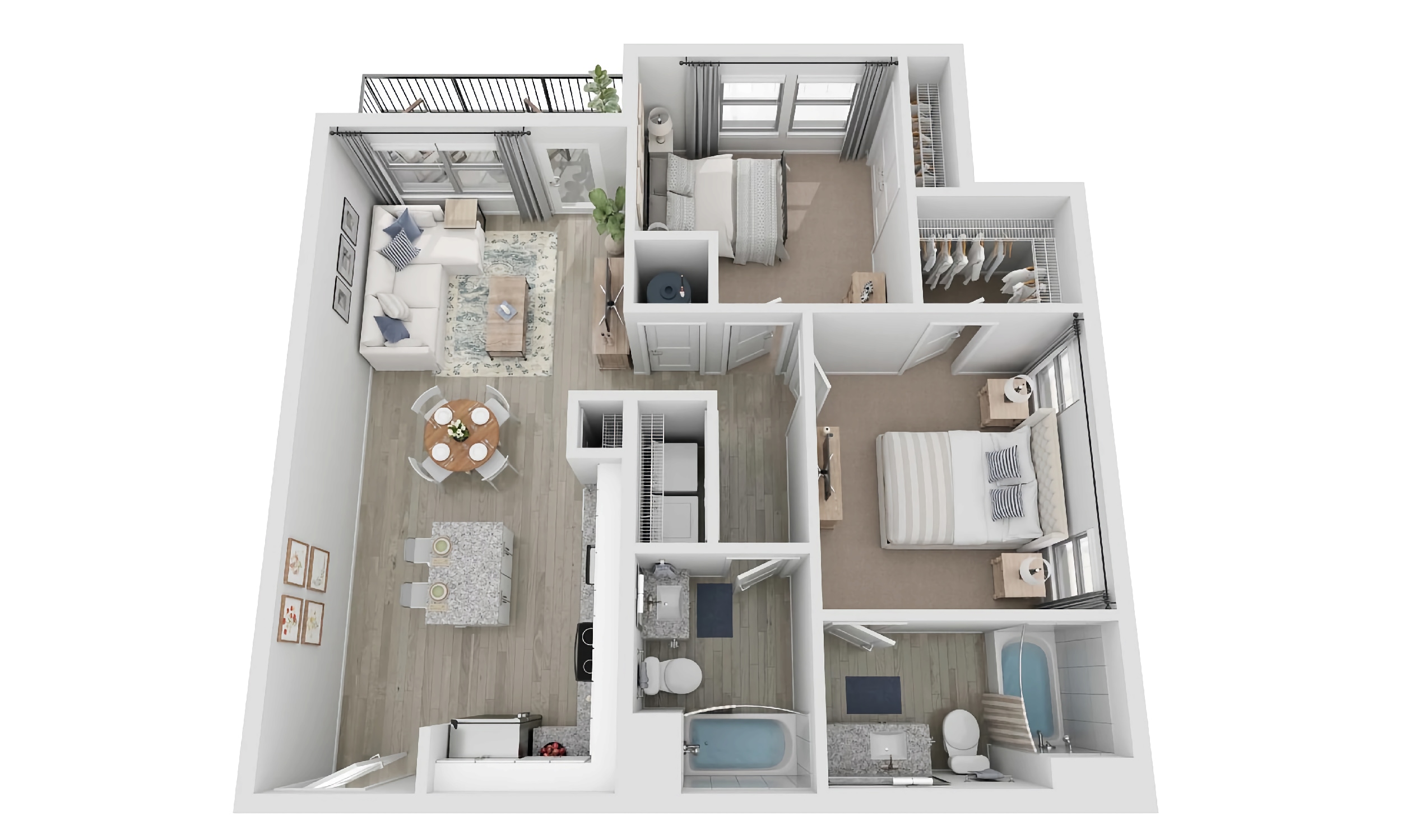 A floor plan of a two-bedroom apartment at a new community