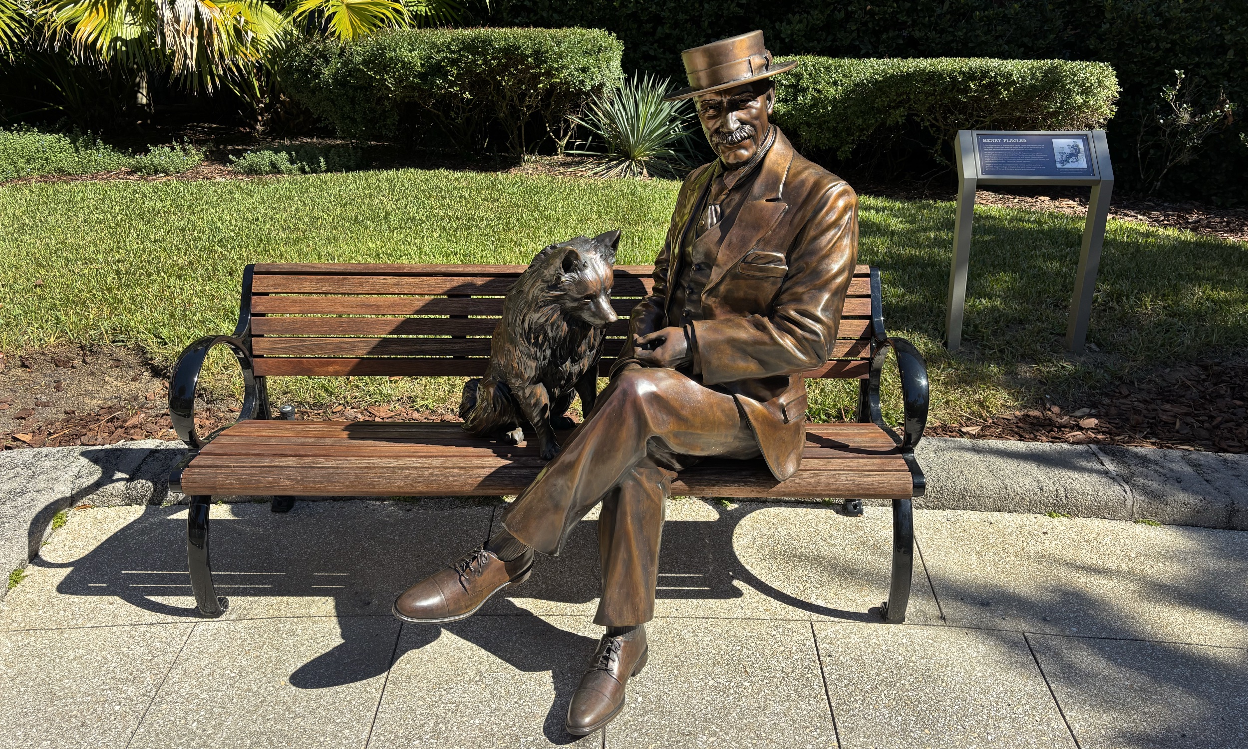 A new statue of Henry Flagler with his dog