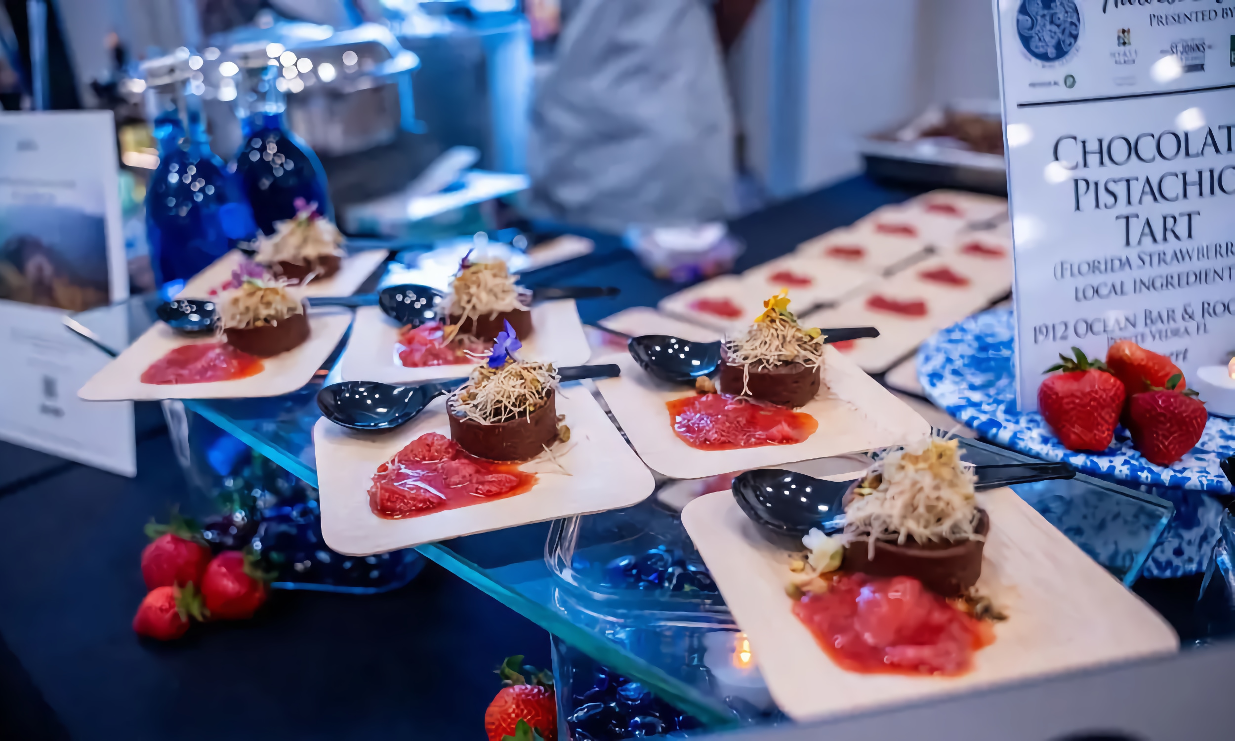 Chocolate and strawberry tarts at a local Florida foods awards banquet