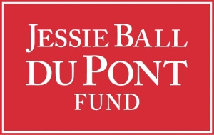 Logo for Jessie Ball DuPont Fund, white letters on red background