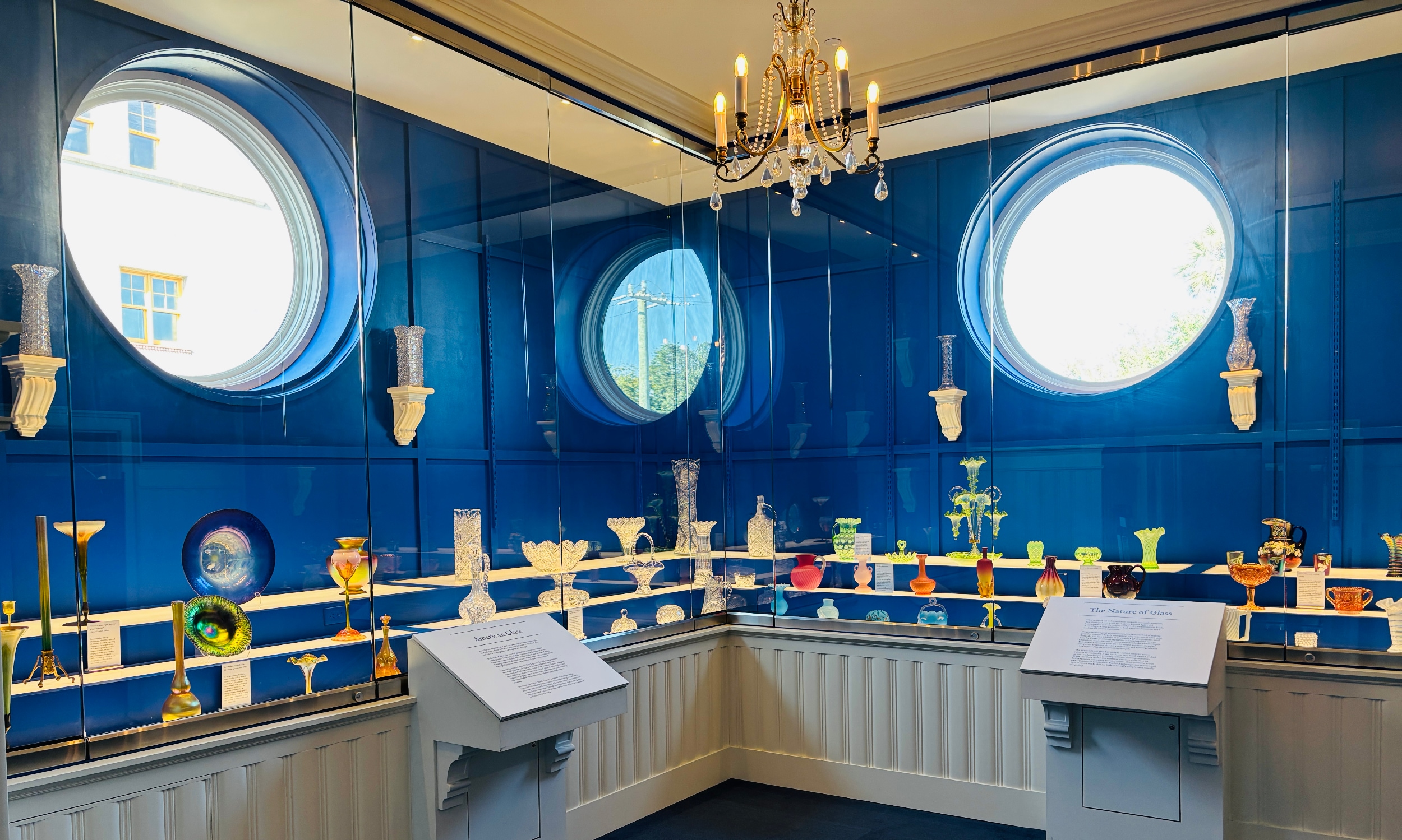 A glass exhibit at the Lightner Museum