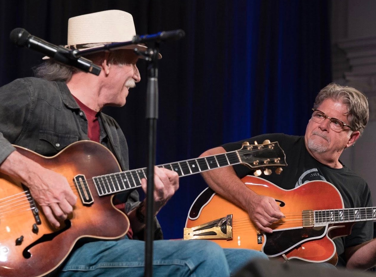 Bruce Forman and Pat Bergeson performing together on guitars