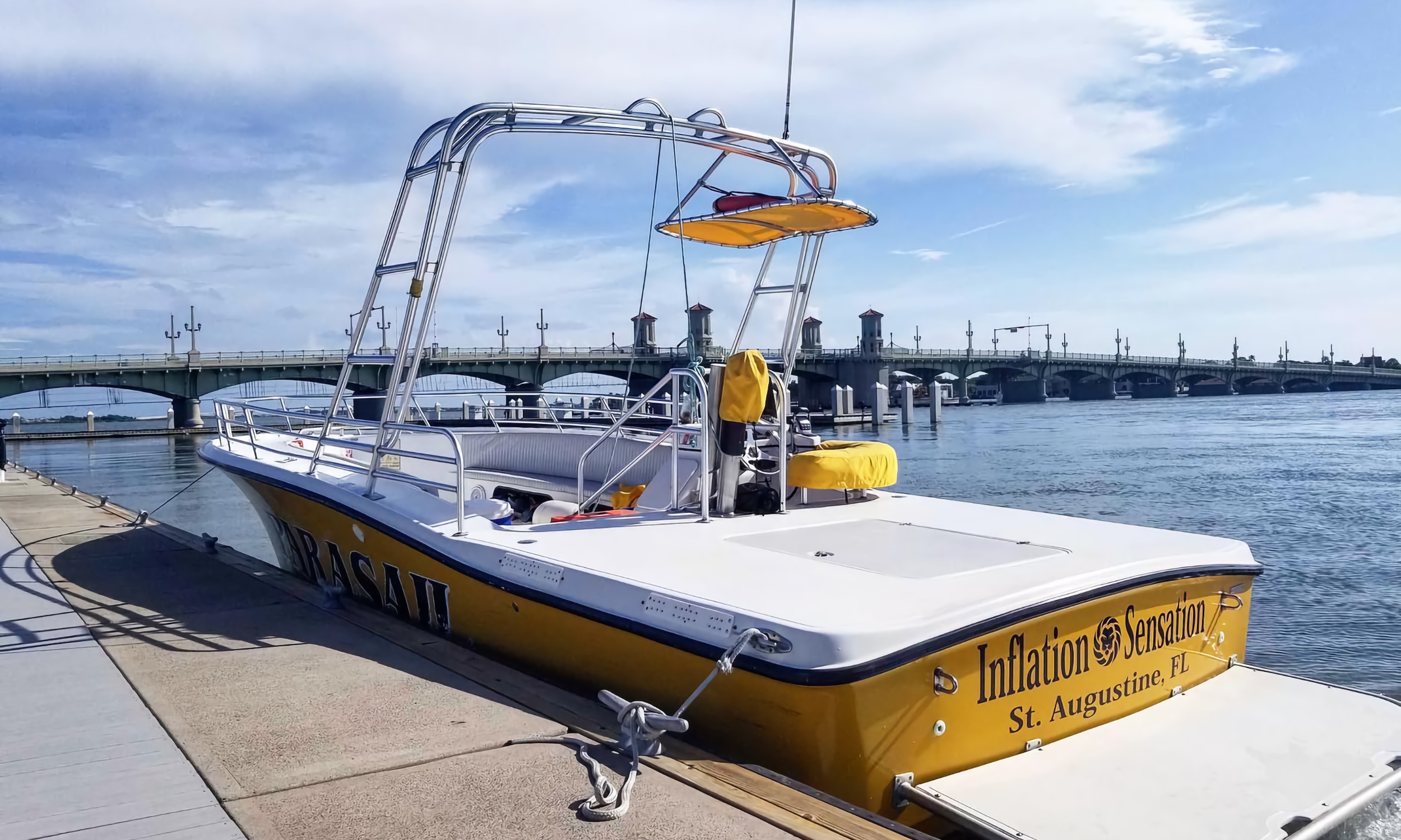 The boat from St. Augustine Parasail on the dock