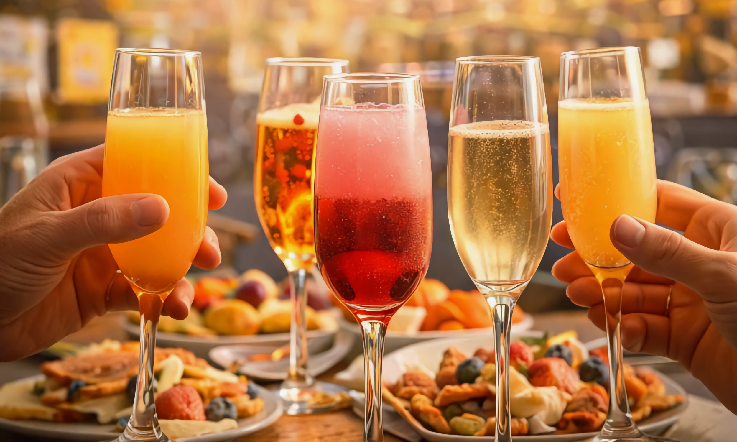 Various drinks served at brunch