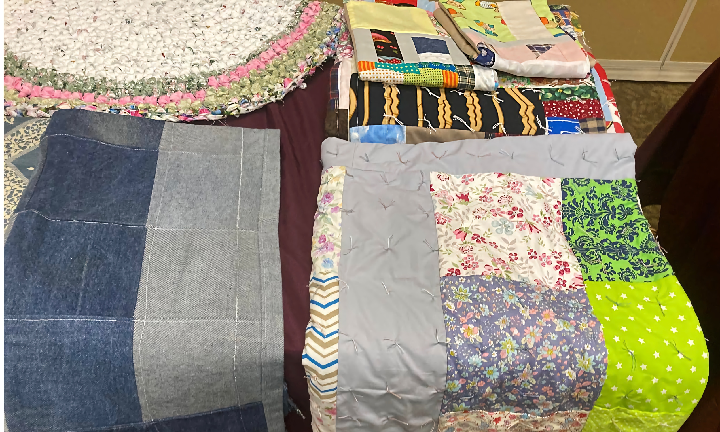 Quilts displayed by Pat Hines in her talks