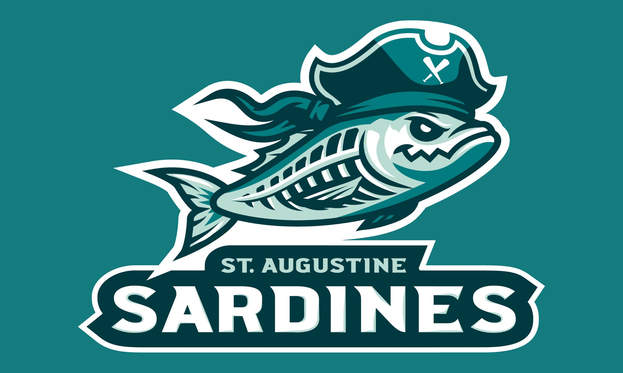 The teal, white, and black logo for the Sardines Baseball team