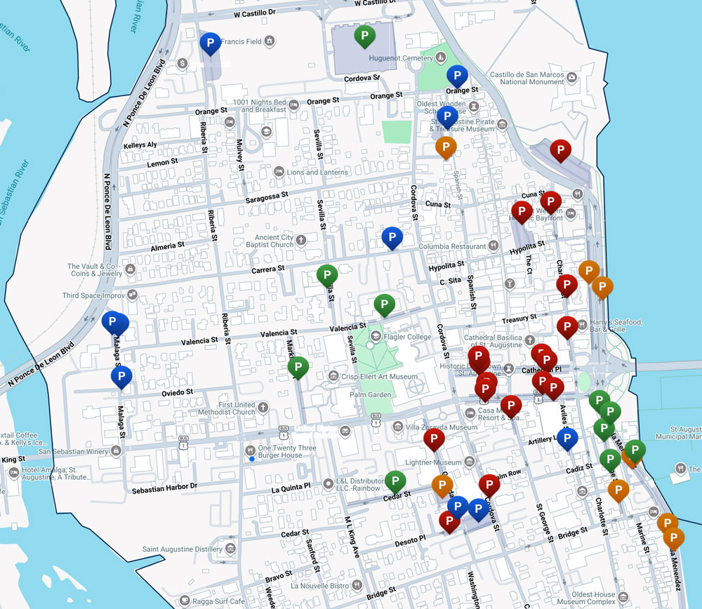 City of St. Augustine's parking map