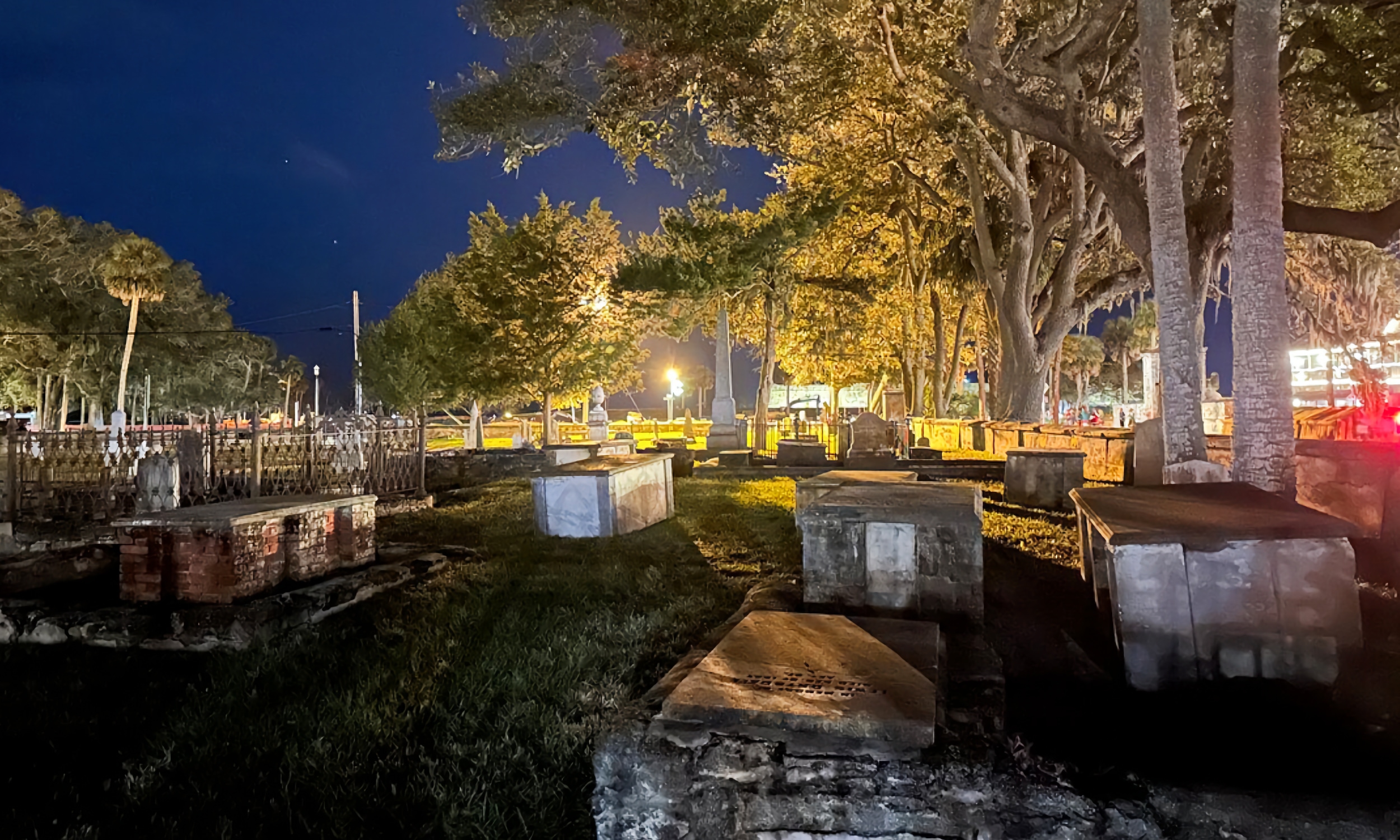 The cemetary at night on a First Coast Ghost Tour