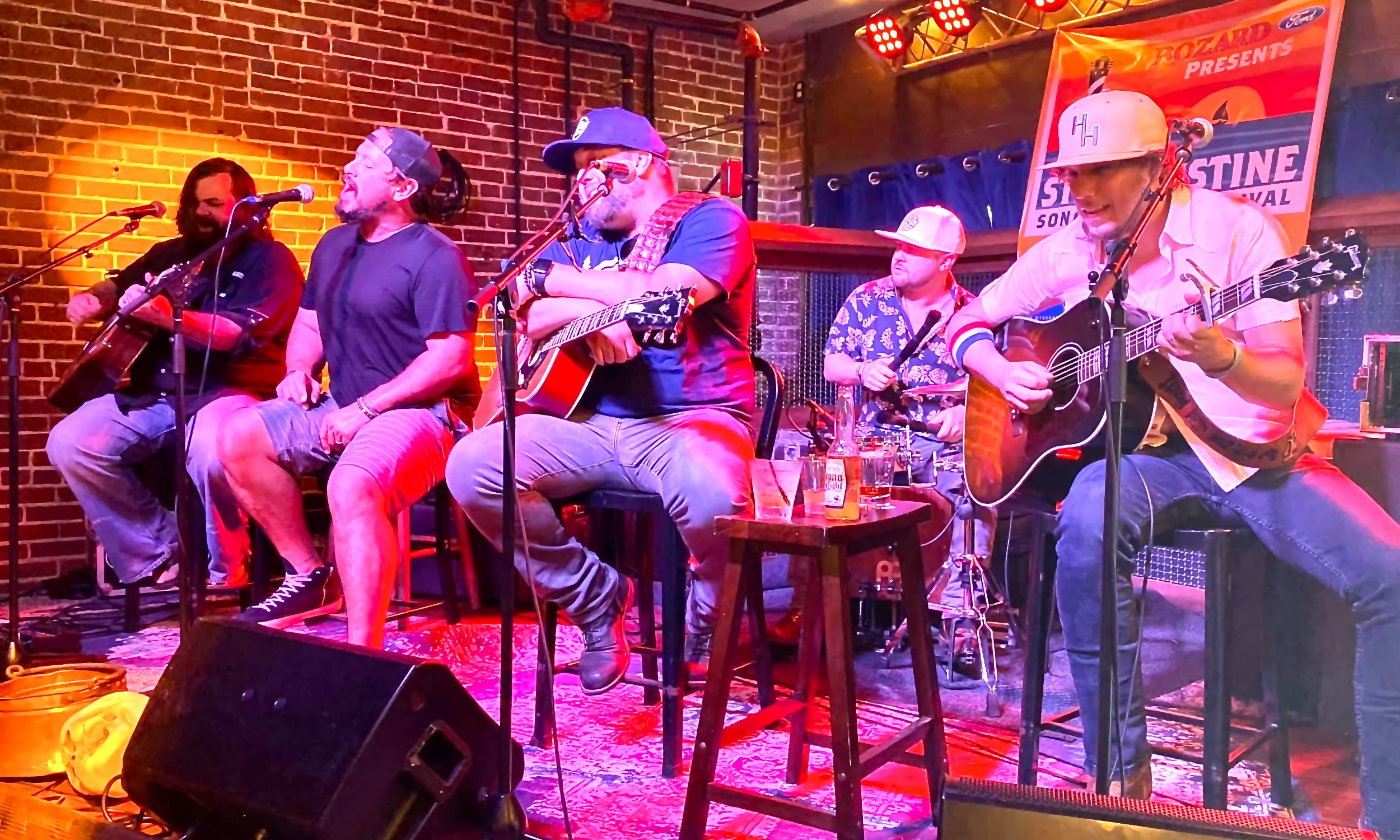 Five songwriters performing at Prohibition Kitchen in St. Augustine