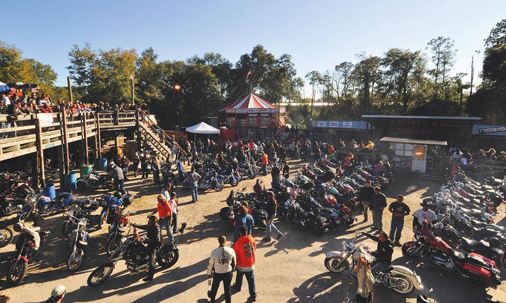 Bikes lined up in mass at Biketoberfest® 2013 (courtesy photo via Biketoberfest®)