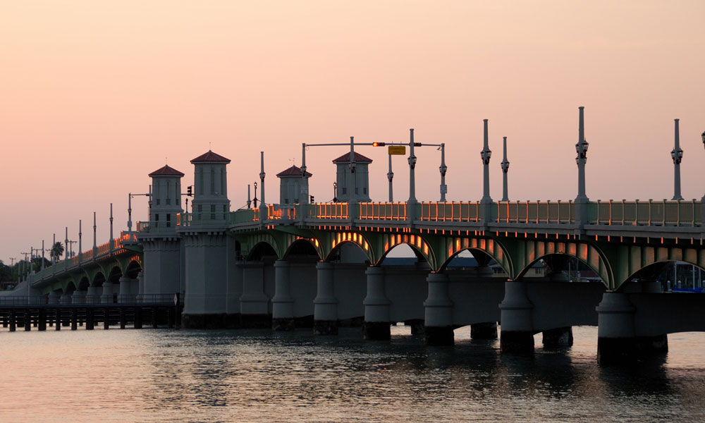 The Bridge of Lions at night in St. Augustine.