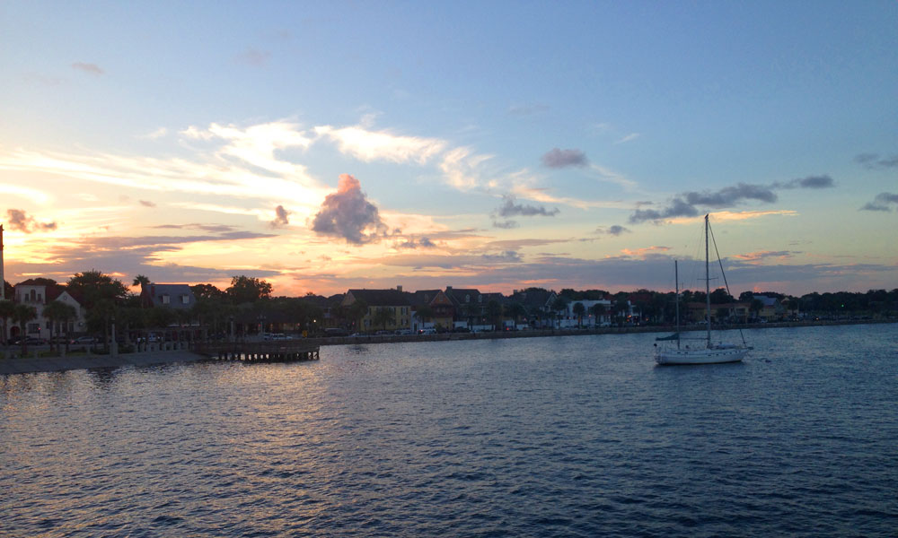 The latest the sun sets in St. Augustine is at the summer solstice, on June 21 around 8:30 p.m. The latest the sun sets in St. Augustine is at the summer solstice, on June 21 around 8:30 p.m.