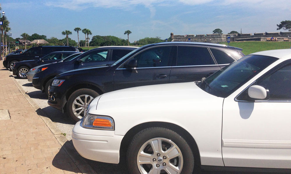 The metered parking lot at the Castillo allows visitors to park there and visit the city.