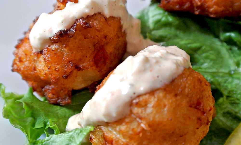 A platter of delicious conch fritters