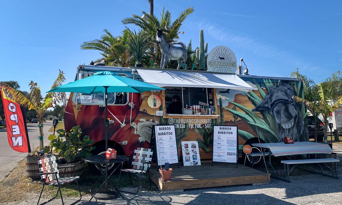 The Burros Burritos food truck in St. Augustine, Florida.
