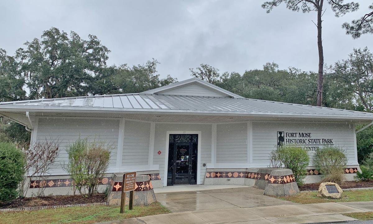 The exterior of the Visitor's Center at Fort Mose Historic State Park in St. Augustine, Florida.
