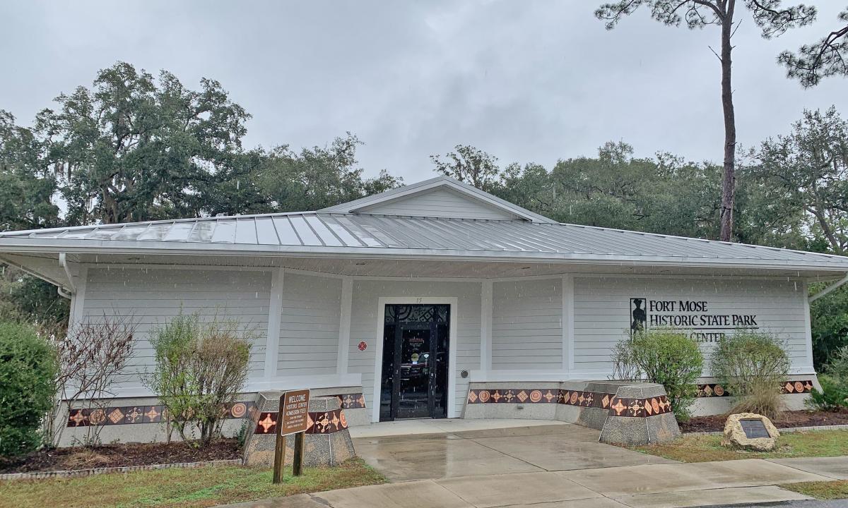  The exterior of the Visitor's Center at Fort Mose Historic State Park in St. Augustine, Florida.